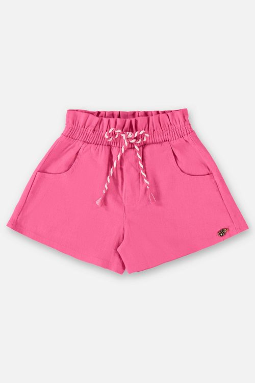 Short Infantil para Menina em Linho (Rosa Pink) Up Baby