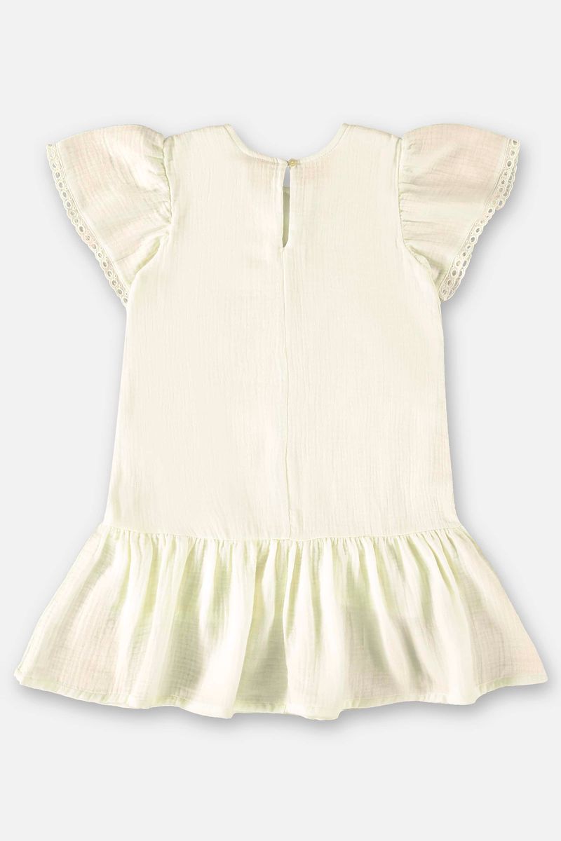 Vestido-Infantil-de-Manga-Curta-em-Laise--Bege--Up-Baby