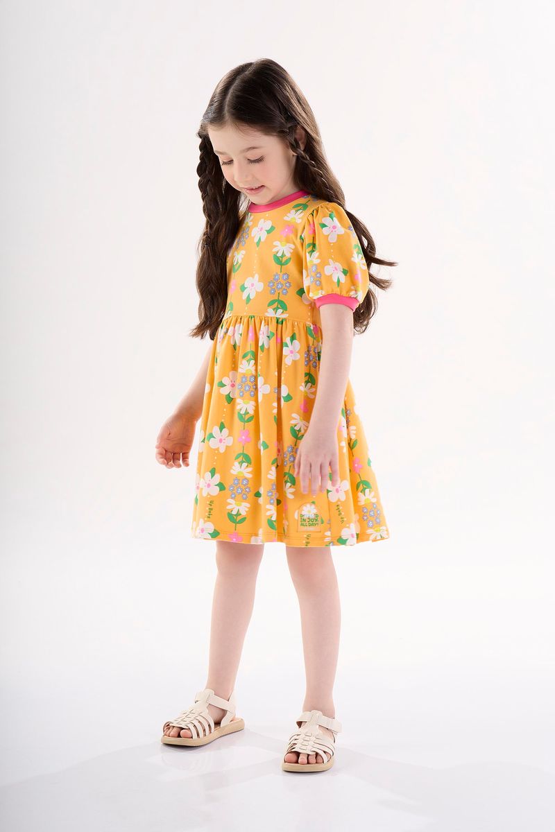 Vestido-Infantil-Manga-Curta-em-Cotton--Laranja--Up-Baby