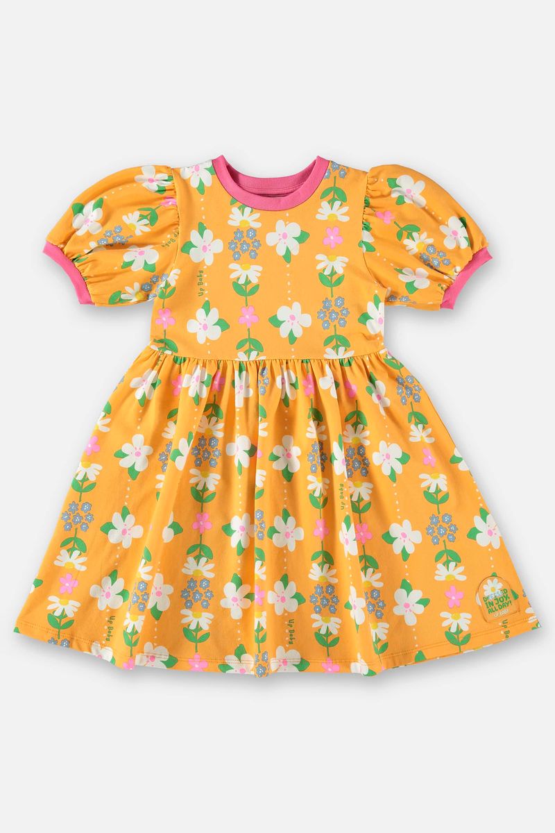 Vestido-Infantil-Manga-Curta-em-Cotton--Laranja--Up-Baby