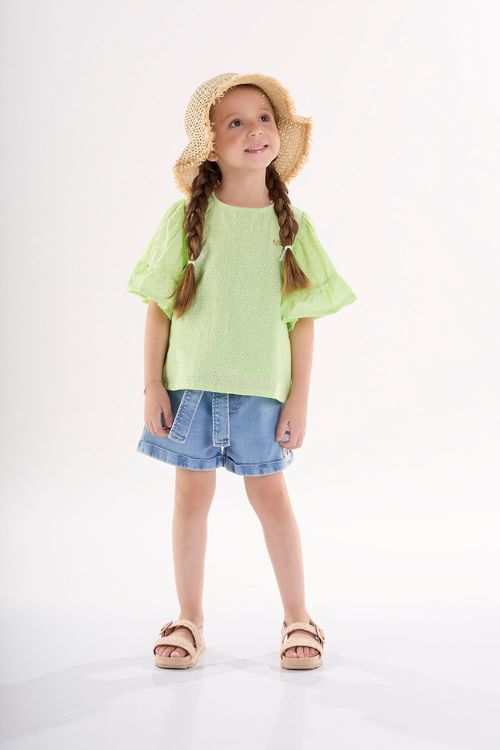 Bata Infantil para Menina em Laise (Verde) Up Baby