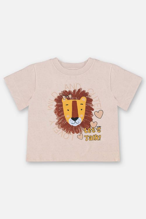 Blusa Infantil de Manga Curta para Menina (Bege) Up Baby