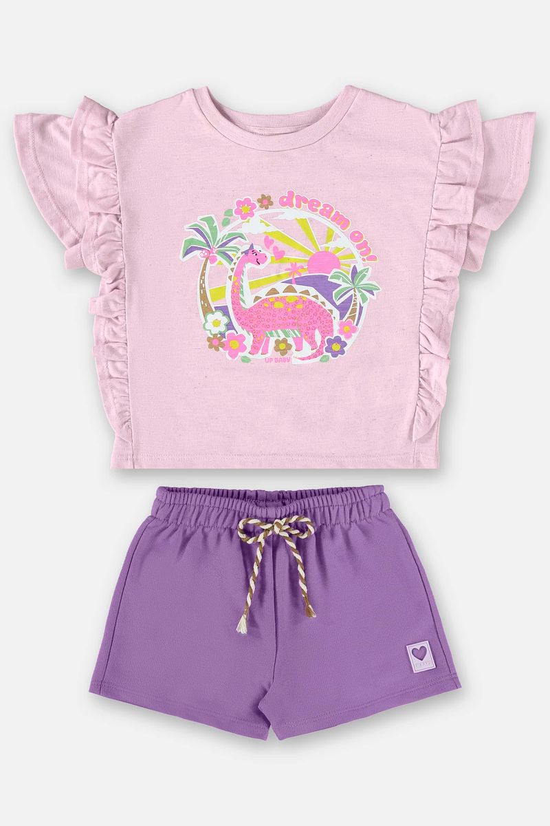 Conjunto-Infantil-para-Menina-com-Blusa-e-Shorts--Roxo--Up-Baby