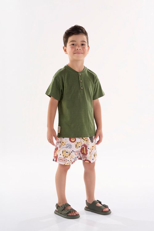 Conjunto Infantil para Menino com Camiseta e Short (Verde) Up Baby