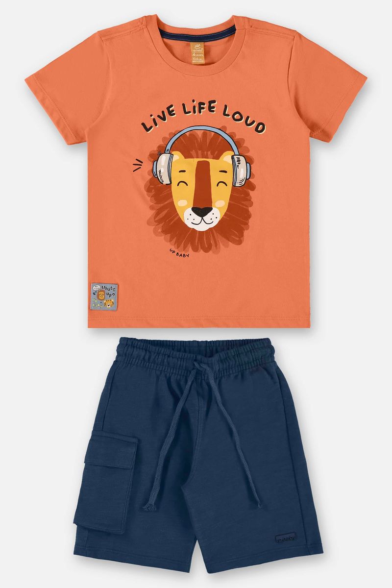 Conjunto-Infantil-para-Menino-com-Camiseta-e-Bermuda--Laranja--Up-Baby