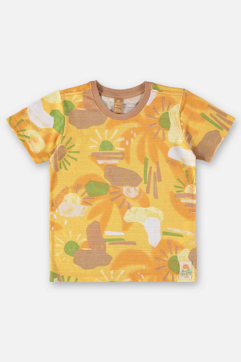 Camiseta-Infantil-para-Menino-em-Meia-Malha--Amarelo--Up-Baby