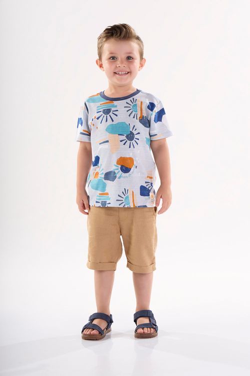 Camiseta Infantil para Menino em Meia Malha (Azul) Up Baby