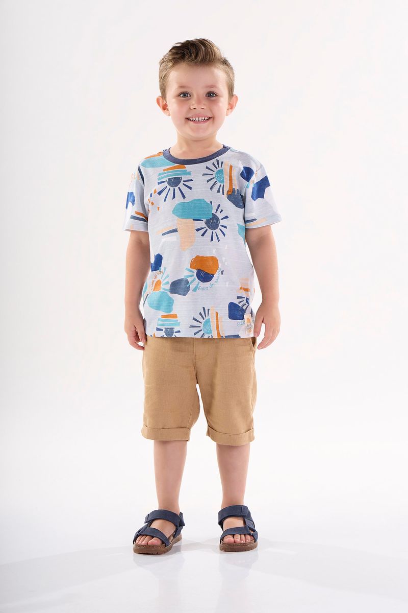 Camiseta-Infantil-para-Menino-em-Meia-Malha--Azul--Up-Baby