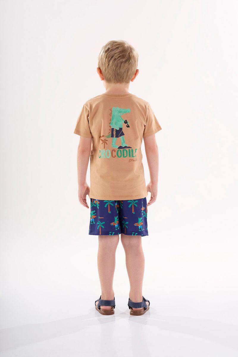 Conjunto-Infantil-para-Menino-com-Camiseta-e-Bermuda--Marrom--Up-Baby
