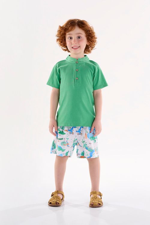 Conjunto com Camiseta e Bermuda Infantil para Menino (Verde) Up Baby