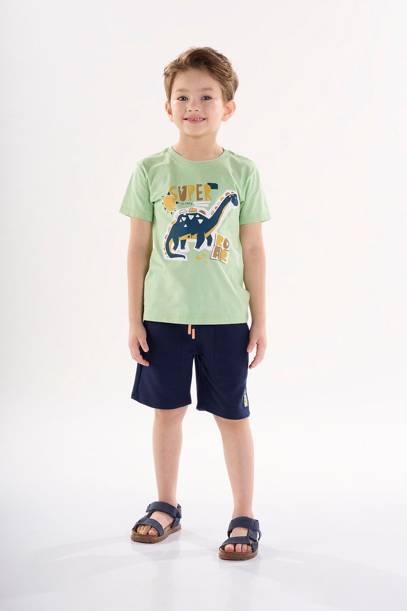 Conjunto-Camiseta-e-Bermuda-Infantil-para-Menino--Verde--Up-Baby