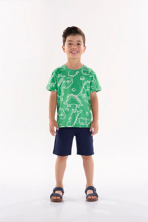 Conjunto Infantil para Meninos com Camiseta e Bermuda (Verde) Up Baby