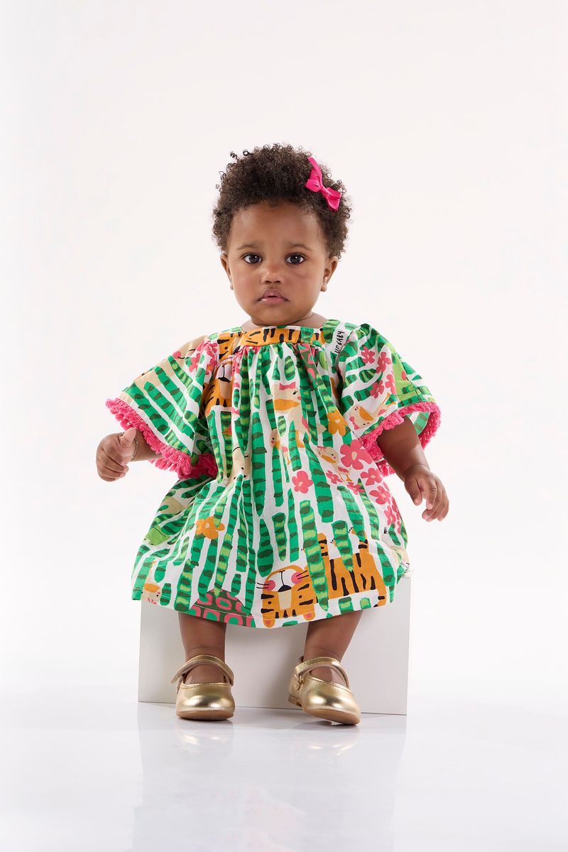 Vestido-Manga-Curta-para-Bebe--Off-White--Up-Baby