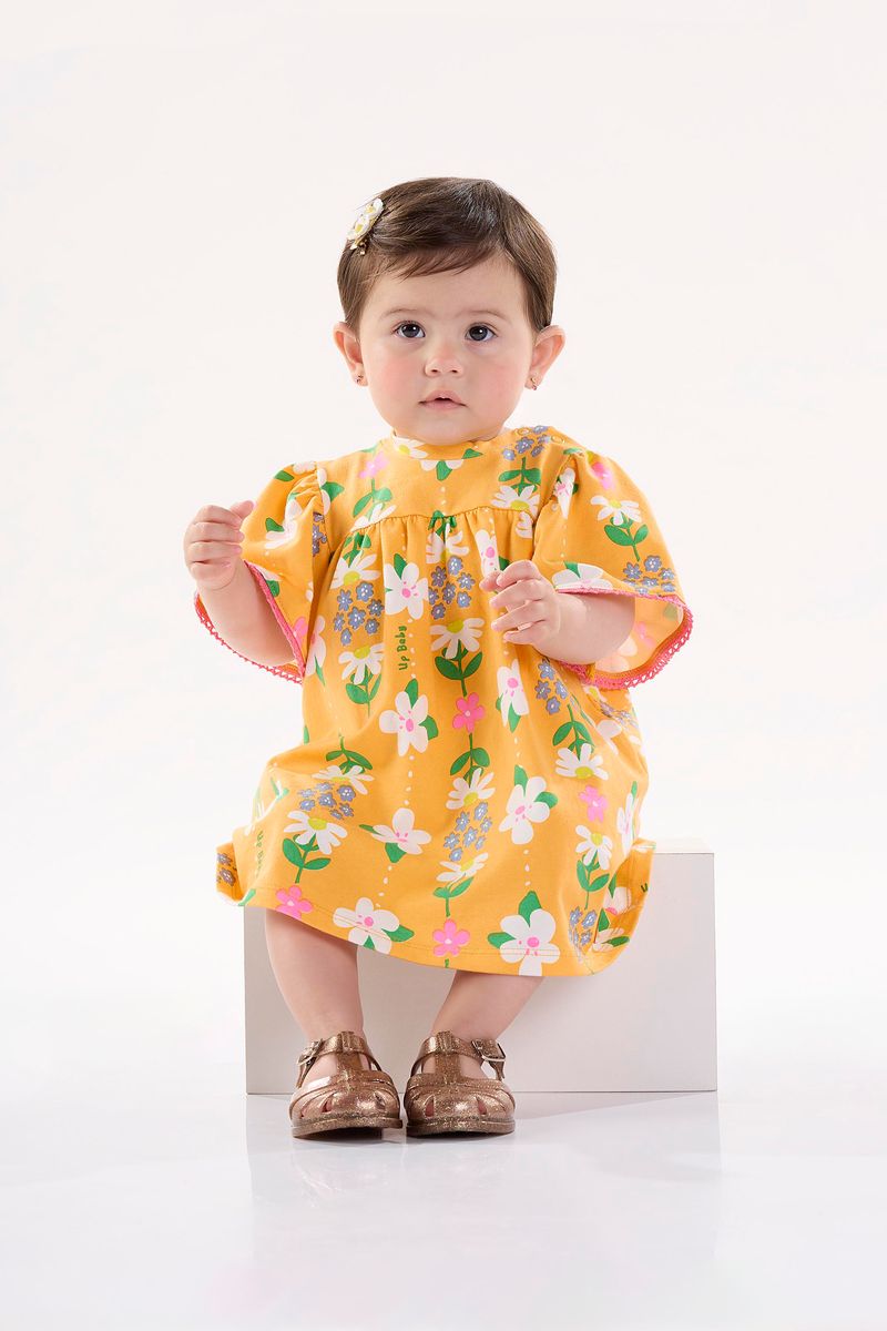 Vestido-em-Cotton-para-Bebe--Laranja--Up-Baby
