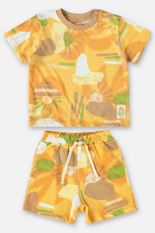 Conjunto para Bebê Menino com Camiseta e Bermuda (Amarelo) Up Baby