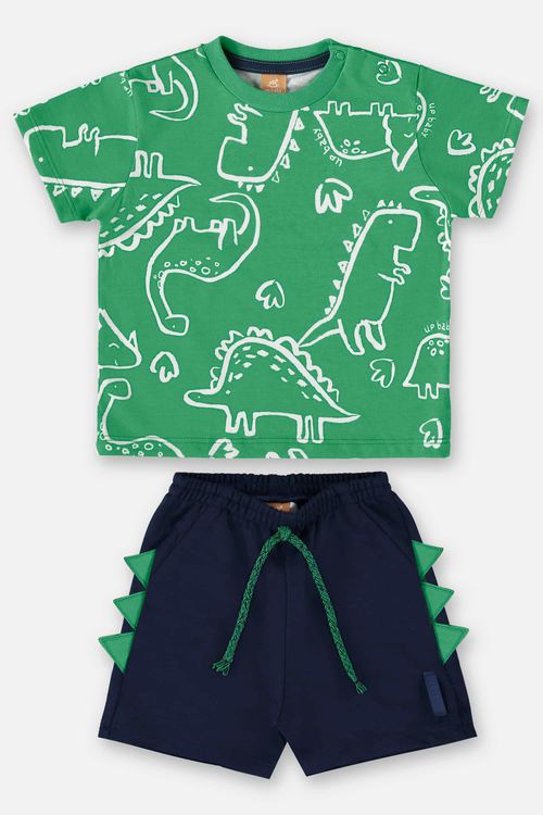 Conjunto para Bebê Menino com Camiseta e Bermuda (Verde) Up Baby