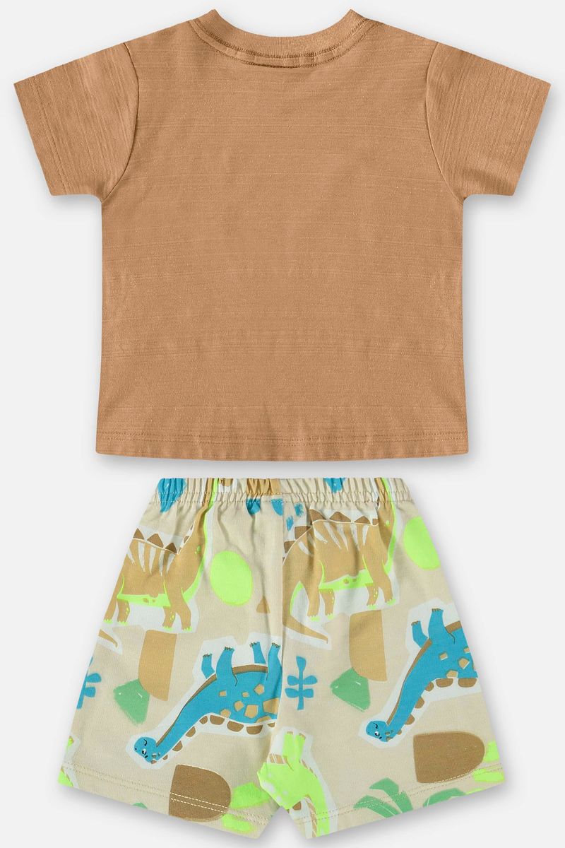 Conjunto-para-Bebe-Menino-com-Camiseta-e-Bermuda--Marrom--Up-Baby