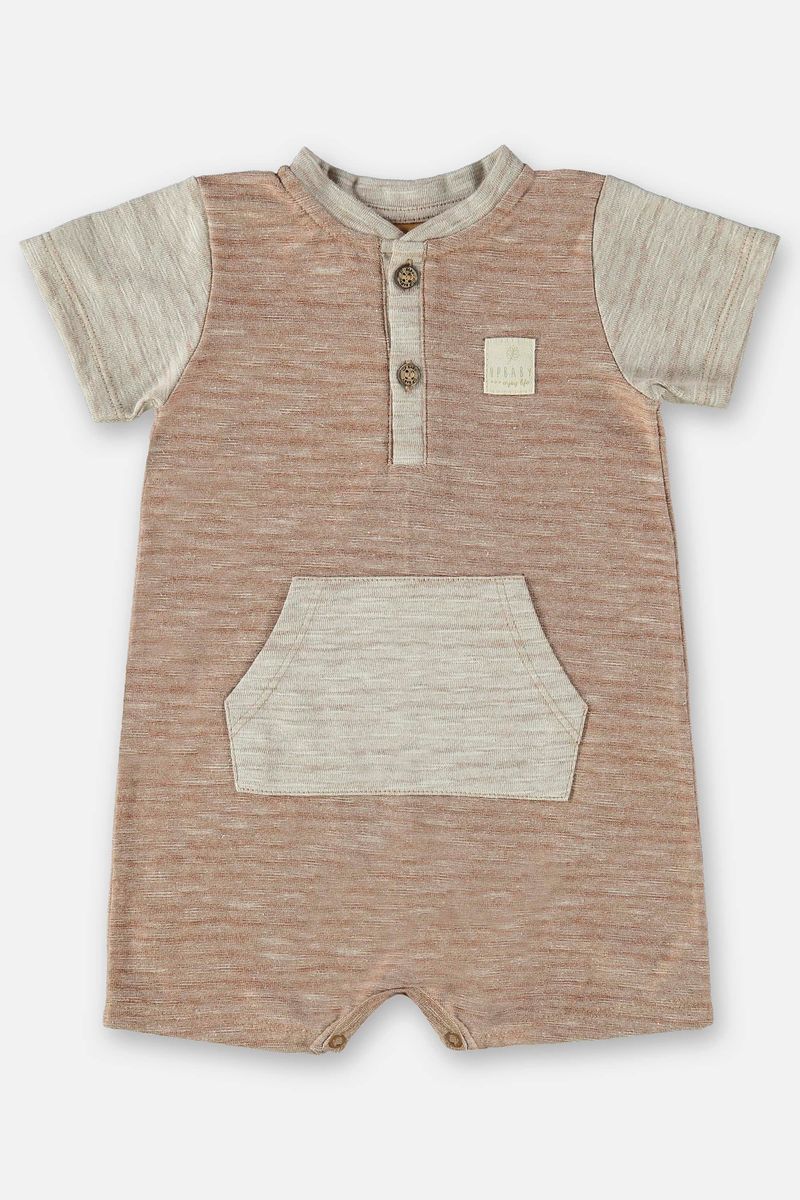 Macaquinho-para-Bebe-Menino-em-Malha-Mesclada--Marrom--Up-Baby