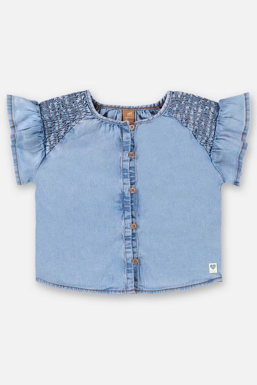 Bata Infantil para Menina em Jeans (Azul) Up Baby