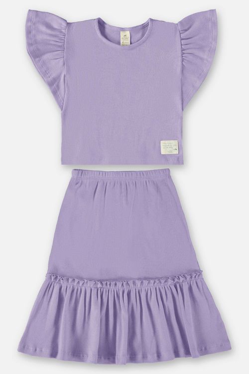 Conjunto Infantil Nature para Menina com Bata e Saia (Roxo) Up Baby