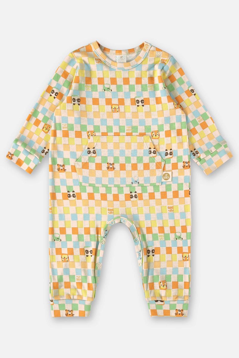 Macaquinho-Comfy-Unissex-para-Bebe-em-Suedine--Bege--Up-Baby