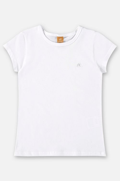 Blusa Infantil Manga Curta Básica em Cotton (Branco) Up Baby
