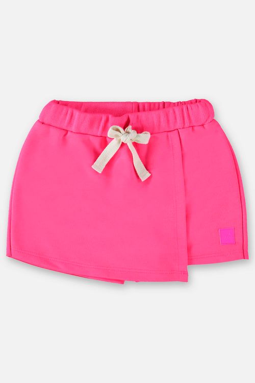 Short-Saia Básico Infantil em Moletom (Rosa Pink Neon) Up Baby