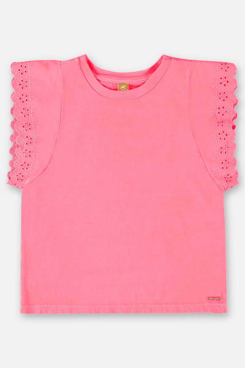 Blusa-Manga-Curta-Basica-Infantil--Rosa-Pink-Neon--Up-Baby