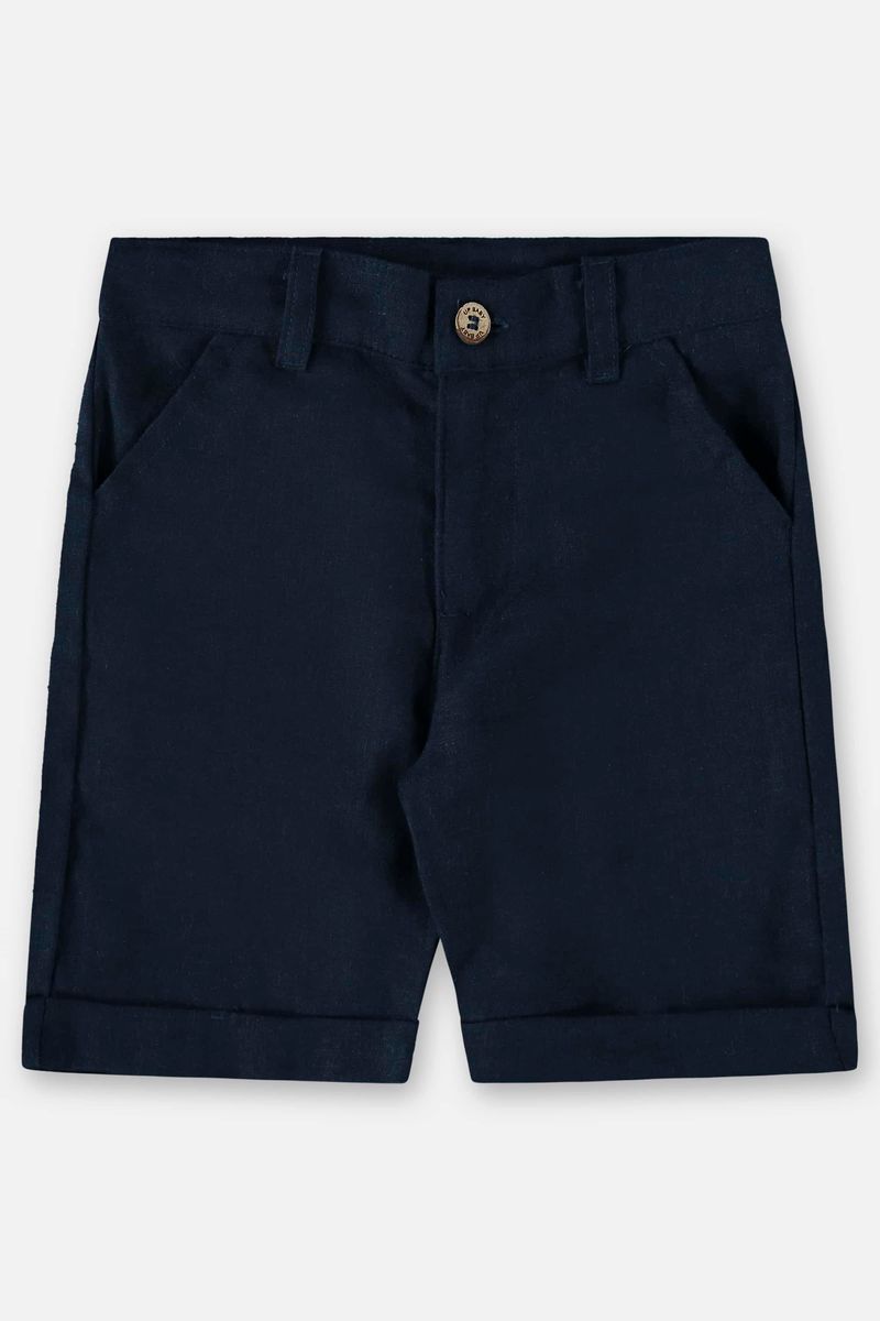 Bermuda-Basica-Infantil-para-Meninos-em-Linho--Azul-Marinho--Up-Baby