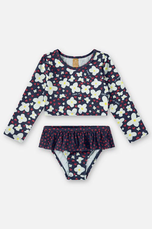 Biquíni Infantil FPS+50 com Blusa e Calcinha (Azul Marinho) Up Baby