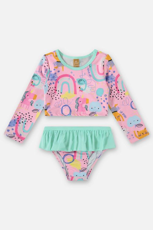 Biquíni Infantil FPS+50 com Blusa e Calcinha (Rosa) Up Baby