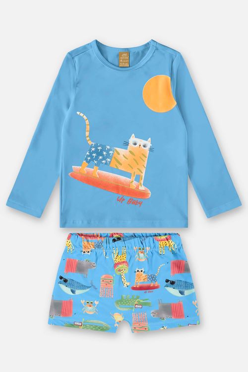 Conjunto com Camiseta e Sunga FPS+50 Infantil (Azul) Up Baby