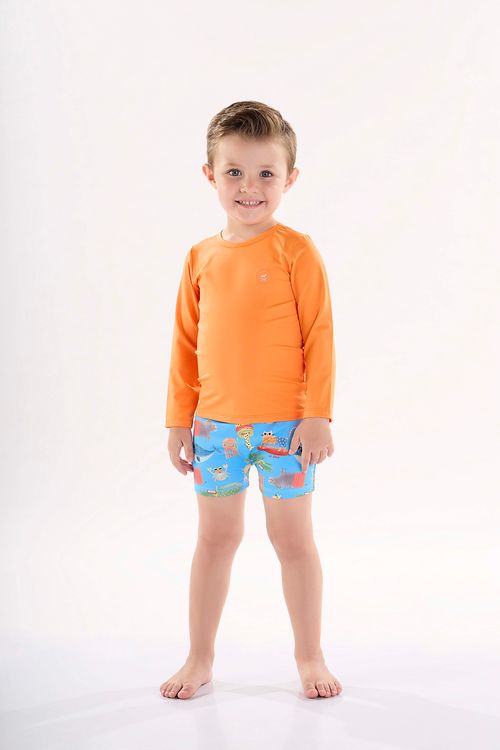 Camiseta Unissex Infantil em Malha com FPS+50 (Laranja) Up Baby