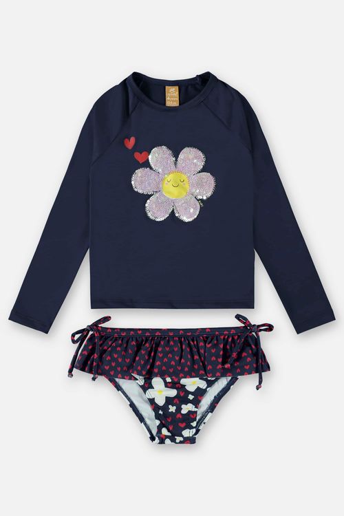 Biquíni Infantil para Menina com FPS+50 e Forro (Azul Marinho) Up Baby