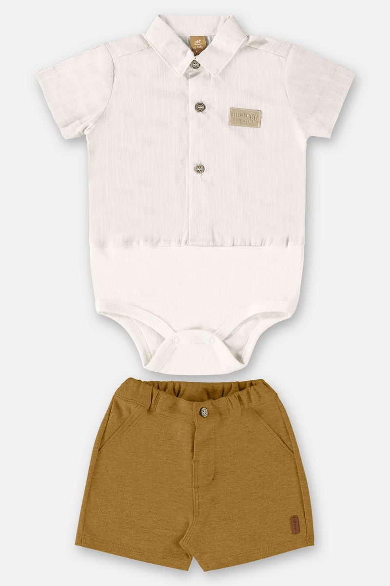 Conjunto-Body-Camisa-e-Bermuda-para-Bebe-Menino--Cinza--Up-Baby