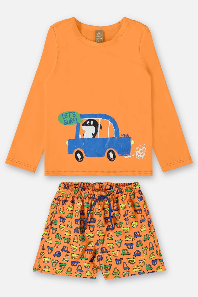 Conjunto-Infantil-para-Meninos-com-Protecao-FPS-50--Laranja--Up-Baby