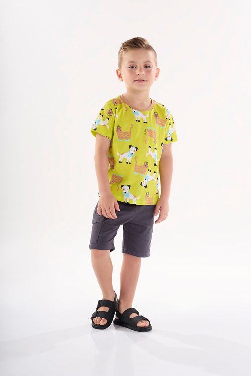 Camiseta Infantil para Meninos em Meia Malha (Verde Limão) Up Baby
