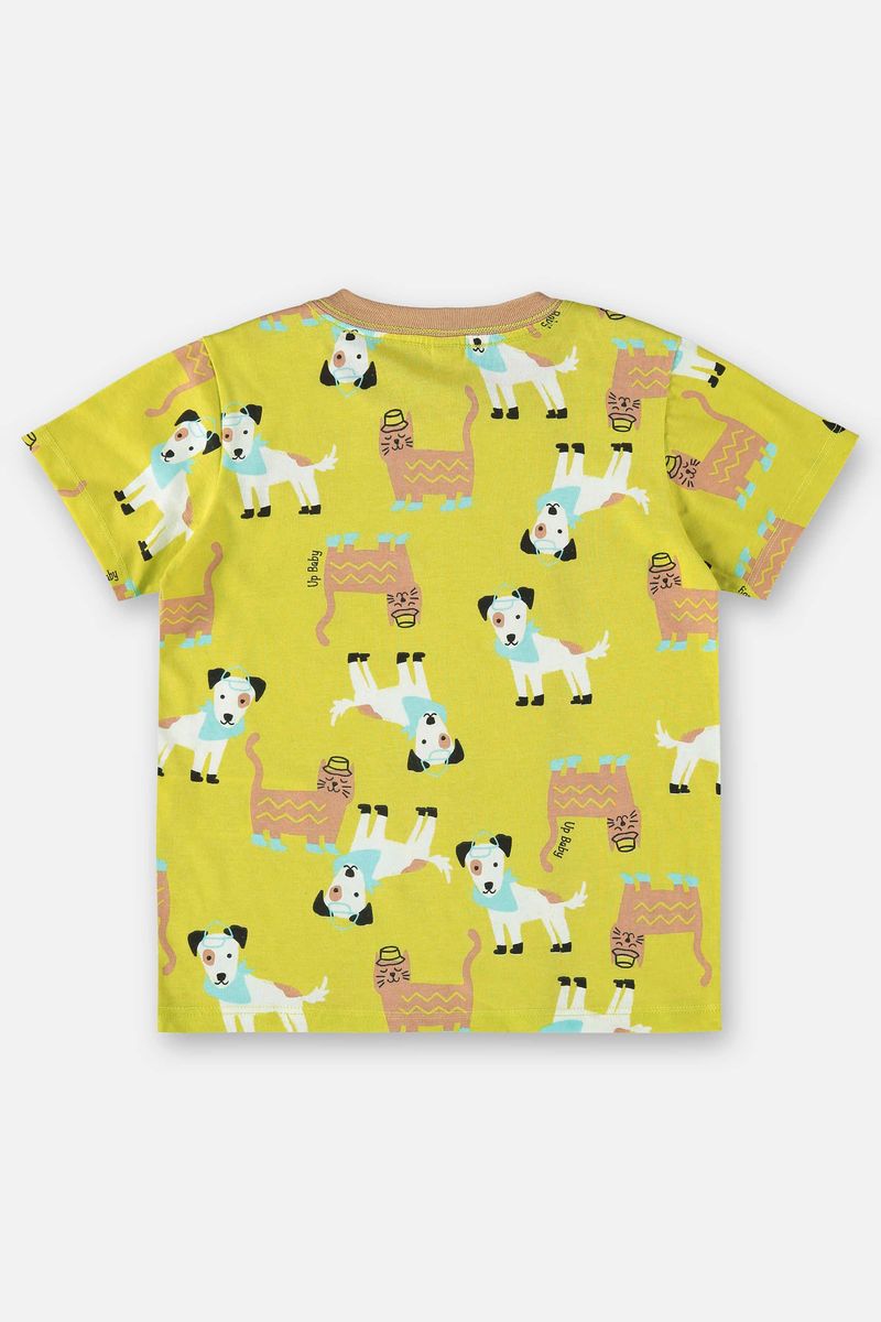 Camiseta-Infantil-para-Meninos-em-Meia-Malha--Verde-Limao--Up-Baby