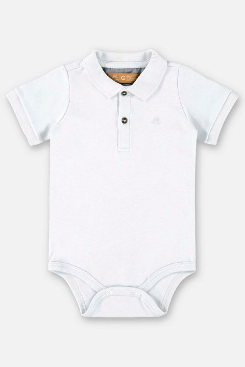Body Polo em Suedine para Bebê Menino (Branco) Up Baby