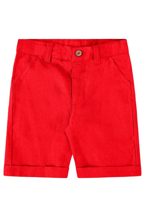 Bermuda Básica Infantil para Meninos em Linho (Vermelho) Up Baby