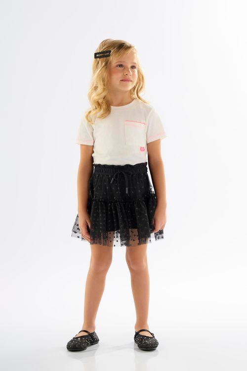 Conjunto Infantil com Blusa e Shorts com Saia (Bege) Up Baby