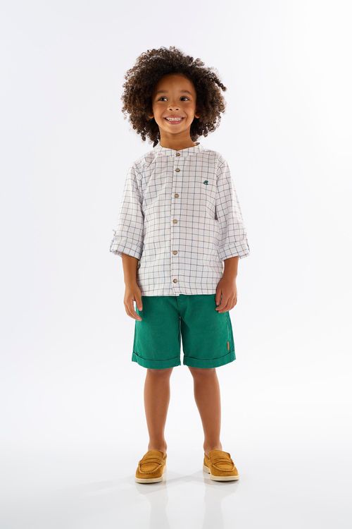 Conjunto Infantil para Menino com Camisa e Bermuda (Branco) Up Baby