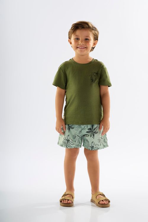 Conjunto Infantil para Menino com Camiseta e Short (Verde) Up Baby