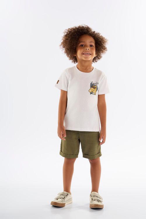 Camiseta Infantil para Menino em Meia Malha (Branco) Up Baby