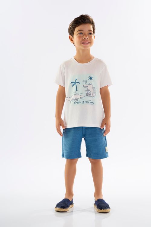 Conjunto Infantil Menino com Camiseta e Bermuda (Branco) Up Baby