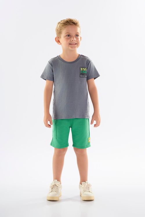 Conjunto Infantil com Camiseta e Bermuda (Cinza) Up Baby