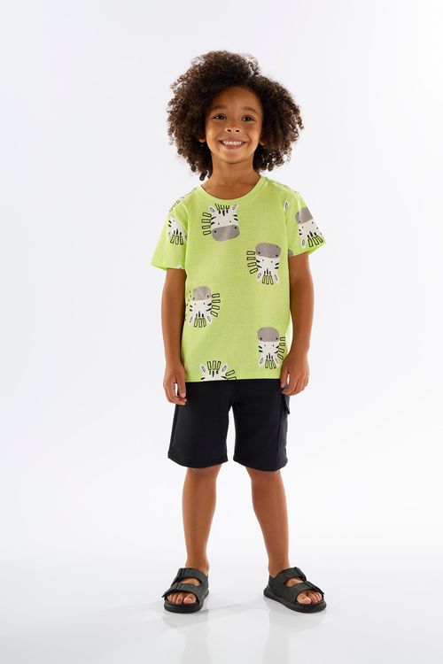 Conjunto Infantil para Menino com Camiseta e Bermuda (Verde) Up Baby