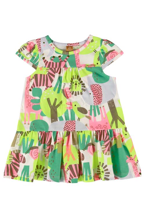 Vestido para Bebê em Meia Malha de Mangas Curtas (Bege) Up Baby