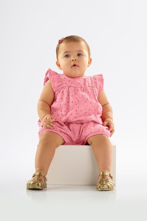 Macaquinho Banho de Sol para Bebê Menina em Laise (Rosa) Up Baby