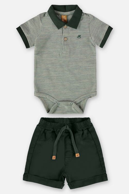 Conjunto para Bebê Menino com Body e Bermuda (Verde) Up Baby